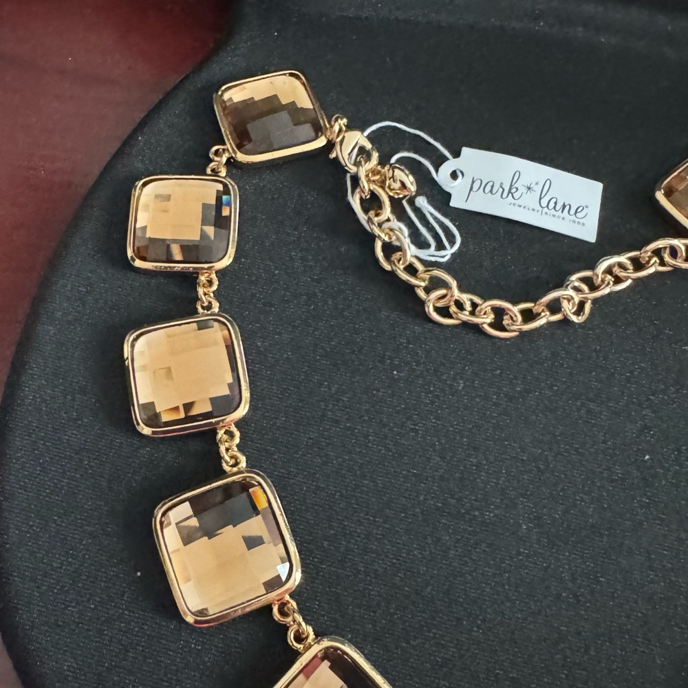 Park Lane Golden Honey Crystal Necklace and Matching Bracelet - Goldtone Accents - Picture 4 of 9